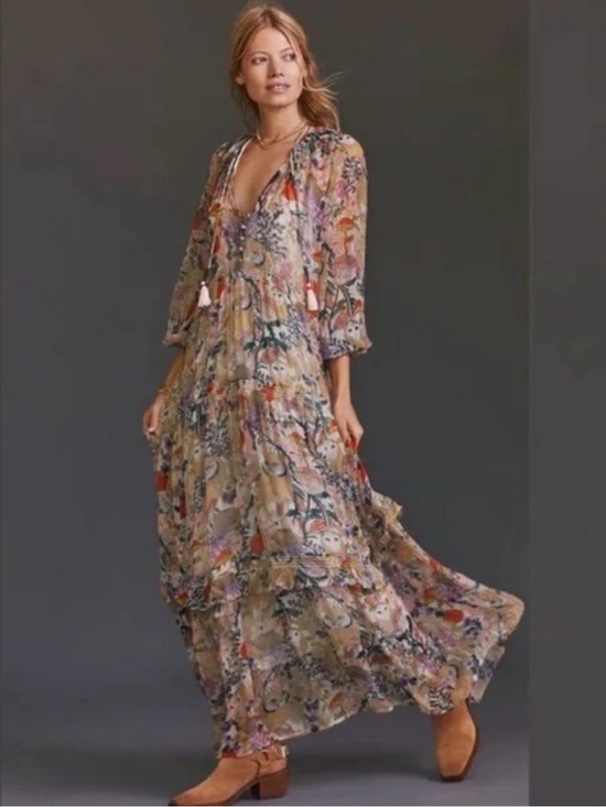 Anthropologie Dresses & Skirts - Anthropologie Marais Owl Print Boho Tiered Maxi Dress 1X